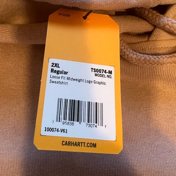 NWT Men's Carhartt Loose Fit Midweight Logo Sleeve Graphic Hoodie Color Mauve - Picture 4 of 6